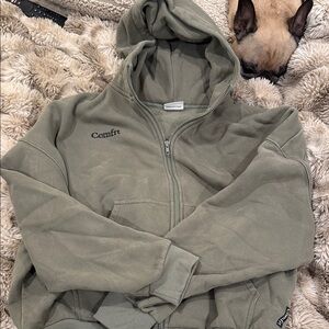 Comfrt Olive Green Women's Zip Up Hoodie XS